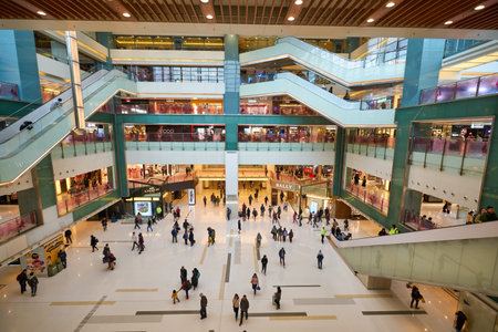HONG KONG - CIRCA DECEMBER, 2019: interior shot New Town Plaza shopping mall in Sha Tin.のeditorial素材