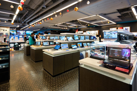 HONG KONG - CIRCA DECEMBER, 2019: interior shot of Broadway store at New Town Plaza shopping mall in the town centre of Sha Tin.のeditorial素材