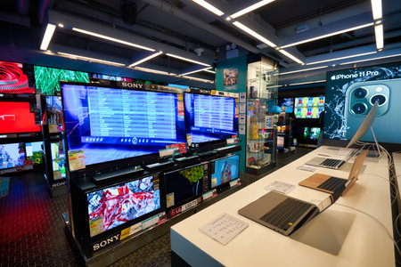 HONG KONG - CIRCA DECEMBER, 2019: interior shot of Broadway store at New Town Plaza shopping mall in the town centre of Sha Tin.のeditorial素材