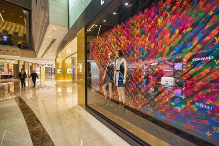 HONG KONG - CIRCA DECEMBER, 2019: Louis Vuitton store at Elements shopping mall in Hong Kong.