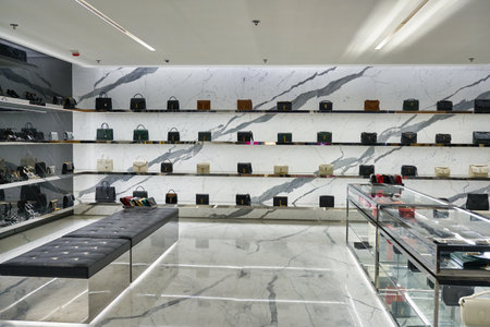 HONG KONG - CIRCA DECEMBER, 2019: interior shot of Yves Saint Laurent store at Elements shopping mall in Hong Kong.のeditorial素材