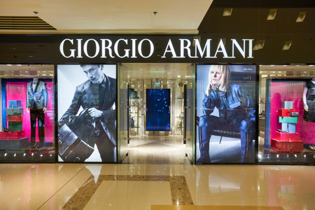 HONG KONG - CIRCA DECEMBER, 2019: Giorgio Armani store at Elements shopping mall in Hong Kong.のeditorial素材