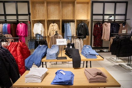 SAINT PETERSBURG, RUSSIA - CIRCA SEPTEMBER, 2022: interior shot of Reserved store.