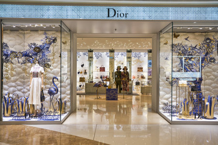 HONG KONG - CIRCA DECEMBER, 2019: entrance to Dior store at Elements shopping mall in Hong Kong.のeditorial素材