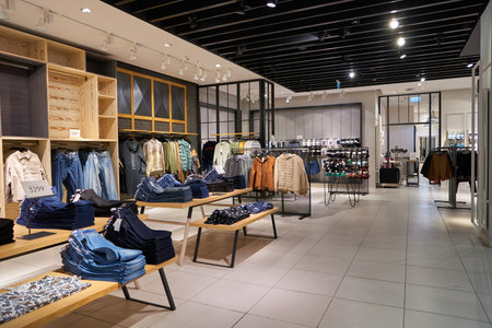 SAINT PETERSBURG, RUSSIA - CIRCA SEPTEMBER, 2022: interior shot of Reserved store.