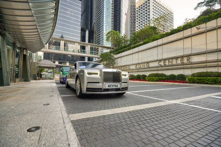 HONG KONG - CIRCA DECEMBER, 2019: street level view of Rolls-Royce parked in Hong Kong