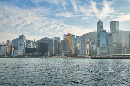 HONG KONG - CIRCA DECEMBER, 2019: view of Hong Kong Island in the daytimeのeditorial素材