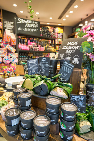 HONG KONG - CIRCA DECEMBER, 2019: interior shot of Lush store at shopping mall in the town centre of Sha Tin.のeditorial素材