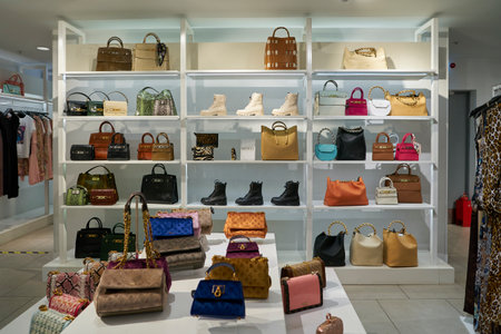 SAINT PETERSBURG, RUSSIA - CIRCA SEPTEMBER, 2022: interior shot of Guess store in Galeria Shopping...