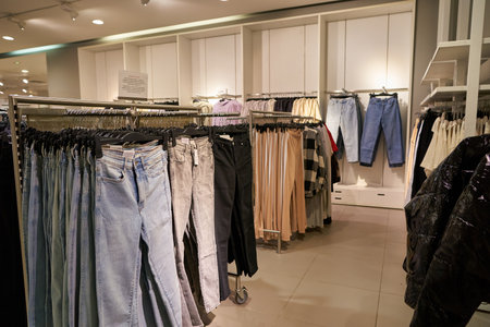 SAINT PETERSBURG, RUSSIA - CIRCA SEPTEMBER, 2022: interior shot of H and M store in Saint Petersburg.のeditorial素材
