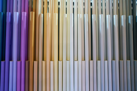 COLOGNE, GERMANY - CIRCA SEPTEMBER, 2018: Savage seamless paper backgrounds stand at Photokina Exhibition. Photokina is a trade fair held in Europe for the photographic and imaging industries.のeditorial素材