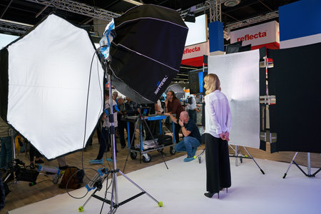 COLOGNE, GERMANY - CIRCA SEPTEMBER, 2018: atmosphere at Photokina Exhibition. Photokina is a trade fair held in Europe for the photographic and imaging industries.のeditorial素材