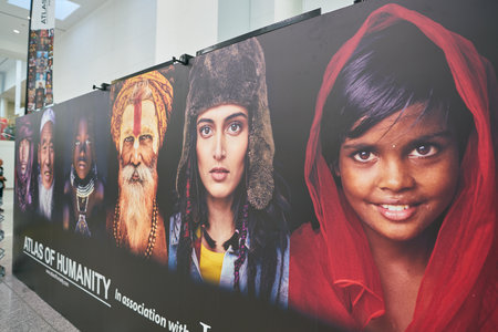 COLOGNE, GERMANY - CIRCA SEPTEMBER, 2018: interior shot of Photokina Exhibition. Photokina is a trade fair held in Europe for the photographic and imaging industries.のeditorial素材