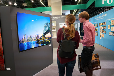 COLOGNE, GERMANY - CIRCA SEPTEMBER, 2018: atmosphere at Photokina Exhibition. Photokina is a trade fair held in Europe for the photographic and imaging industries.のeditorial素材