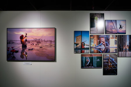 COLOGNE, GERMANY - CIRCA SEPTEMBER, 2018: interior shot of Photokina Exhibition. Photokina is a trade fair held in Europe for the photographic and imaging industries.のeditorial素材