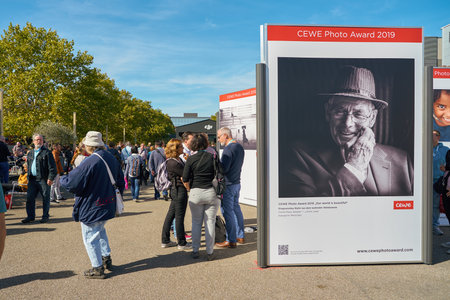 COLOGNE, GERMANY - CIRCA SEPTEMBER, 2018: atmosphere at Photokina Exhibition. Photokina is a trade fair held in Europe for the photographic and imaging industries.のeditorial素材