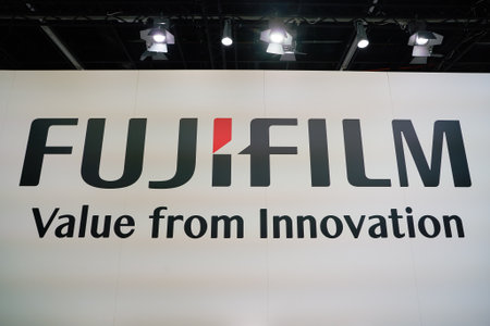 COLOGNE, GERMANY - CIRCA SEPTEMBER, 2018: FujiFilm sign as seen at Photokina Exhibition. Photokina...