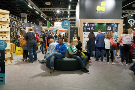COLOGNE, GERMANY - CIRCA SEPTEMBER, 2018: atmosphere at Photokina Exhibition. Photokina is a trade fair held in Europe for the photographic and imaging industries.のeditorial素材