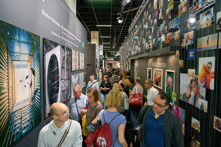 COLOGNE, GERMANY - CIRCA SEPTEMBER, 2018: atmosphere at Photokina Exhibition. Photokina is a trade fair held in Europe for the photographic and imaging industries.のeditorial素材
