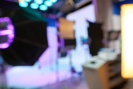 COLOGNE, GERMANY - CIRCA SEPTEMBER, 2018: defocused interior shot of Photokina Exhibition. Photokina is a trade fair held in Europe for the photographic and imaging industries.のeditorial素材