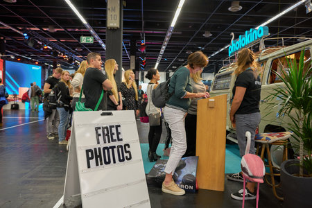 COLOGNE, GERMANY - CIRCA SEPTEMBER, 2018: atmosphere at Photokina Exhibition. Photokina is a trade fair held in Europe for the photographic and imaging industries.のeditorial素材