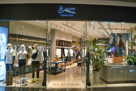 SHENZHEN, CHINA - CIRCA NOVEMBER, 2019: entrance to Denham store in Shenzhen.