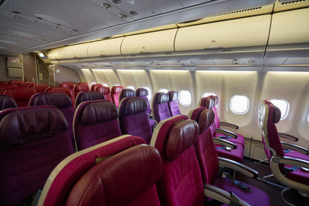 KUALA LUMPUR, MALAYSIA - CIRCA JANUARY, 2020: economy class on an Malaysia Airlines Airbus A330-300