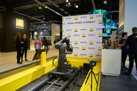 COLOGNE, GERMANY - CIRCA SEPTEMBER, 2018: Nikon space at Photokina Exhibition. Photokina is a trade fair held in Europe for the photographic and imaging industries.のeditorial素材