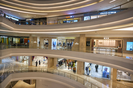 SHENZHEN, CHINA - 27 NOVEMBER, 2019: interior shot of One Avenue shopping centre.のeditorial素材