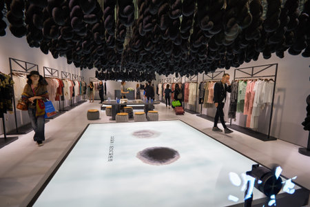 SHENZHEN, CHINA - 27 NOVEMBER, 2019: interior shot of Fashion Source space in Shenzhen Convention & Exhibition Center.のeditorial素材