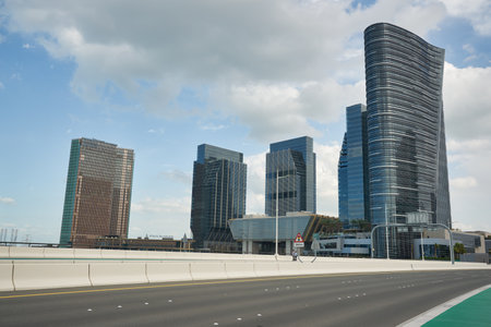 ABU DHABI, UAE - CIRCA JANUARY, 2020: street level view of Abu Dhabi.のeditorial素材