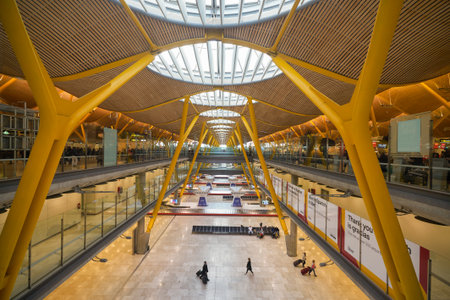 MADRID, SPAIN - CIRCA JANUARY, 2020: interior shot of Madrid-Barajas Airport, the main airport of Madrid.のeditorial素材