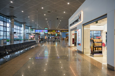 MADRID, SPAIN - CIRCA JANUARY, 2020: interior shot of Madrid-Barajas Airport, the main airport of Madrid.のeditorial素材