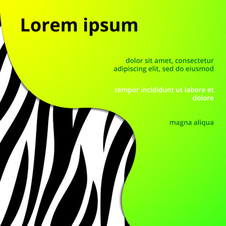 illustration in paper cut style with sample text and zebra pattern on backdropのイラスト素材