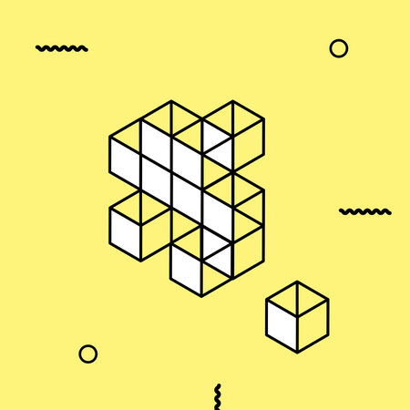 Design concept with cubes, circles, and waves in Memphis style Template for posters and bannersのイラスト素材