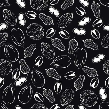 Assorted nuts Vector illustration in sketch styleのイラスト素材