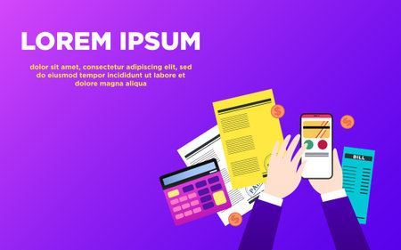 Online payment Vector illustration with sample textのイラスト素材