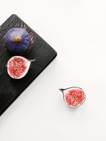 Figs Top view still life photo with copy space