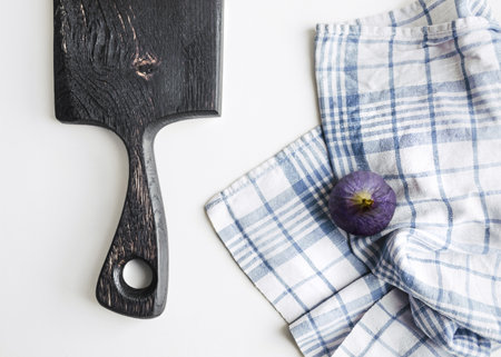 Cutting board Flat lay photo in minimal styleの写真素材