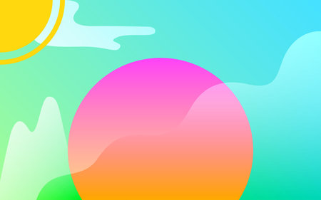 Sun in mountain Vector abstract design template Bright gradient circle and dynamic shapes on light...