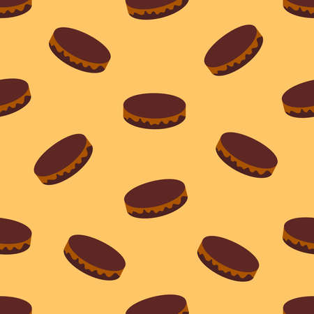 Chocolate macaroons Vector seamless patternのイラスト素材