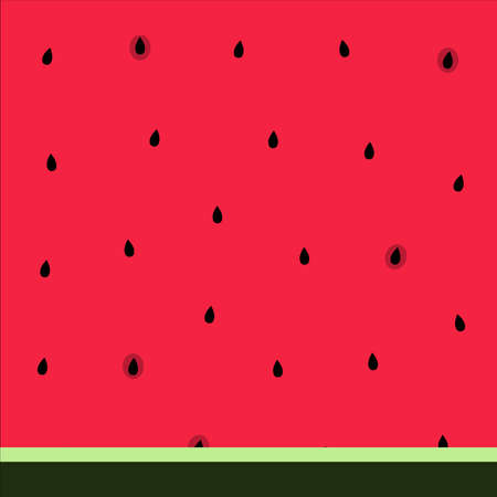 Watermelon pulp pattern Vector illustration in flat design Close up image of red watermelon with black seedsのイラスト素材