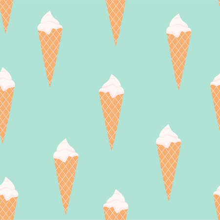 Vector seamless pattern with waffle cones Flat designのイラスト素材