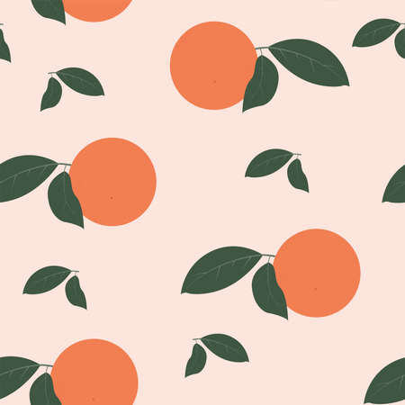 Oranges on branch seamless pattern Vector illustration