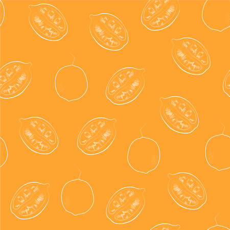 Vector illustration with lemon fruit seamless patternのイラスト素材