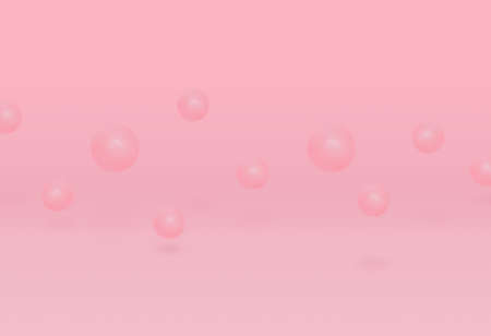 Abstract background with pink spheres. Minimal style. Soaring air balloons on pastel pink background