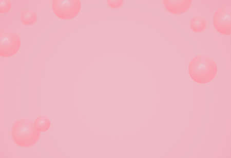 Abstract design template with soaring air balloons. Glossy pink spheres on light pink backdropの写真素材