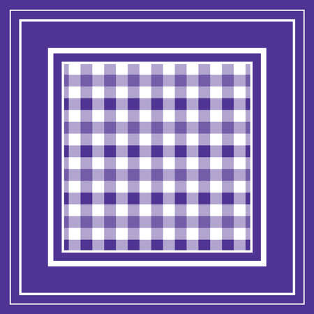 Gingham print with white line border on purple square backgroundのイラスト素材