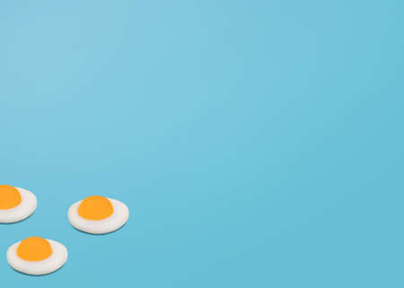 Fried eggs. Design template in minimal style. Empty poster and banner mockup with copy spaceの写真素材