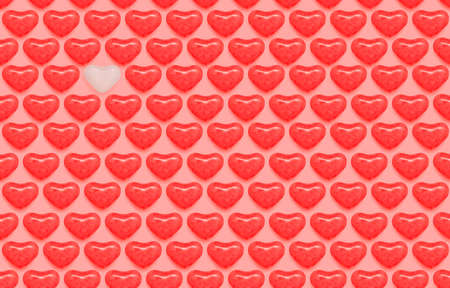 Seamless photo pattern for Valentine's day concept. Many red candies and one white candy in heart...